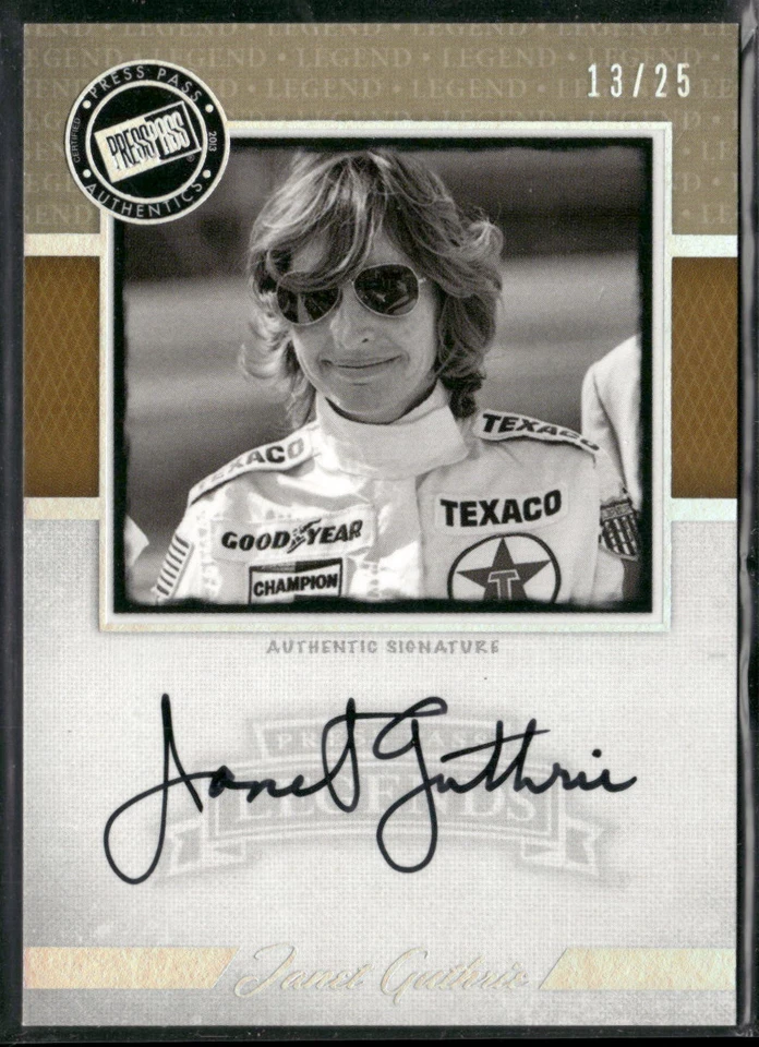 2013 Press Pass Legends JANET GUTHRIE /25 Auto Press Proof #LG-JG NASCAR N358 - Image 1 of 3