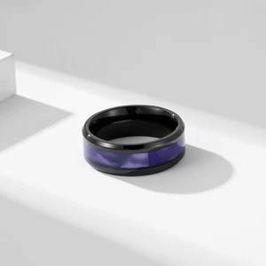 Fashion Inlaid Stainless Steel Paty for Boy Purple for Men Women Black Ring Gift - Picture 1 of 17
