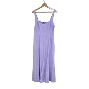 Vecchio abito midi blu navy aderente e svasato donna taglia grande alto misto lino viola - Foto 1 di 11