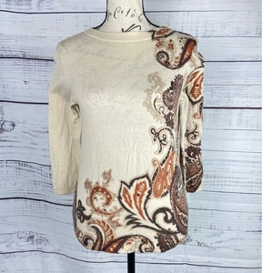 Suéter de lana ligera Talbots para mujer Petites Sp cachemira mangas 3/4 - Imagen 1 de 10