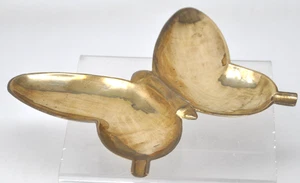 Vintage Solid Brass Butterfly Moth Ashtray Change Tray Trinket 7" Wide India - Picture 1 of 5
