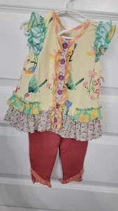 Usado en Excelente Condición Matilda Jane Amarillo Colorido Túnica Nuevo Con Etiquetas Leggings 12-18M - Imagen 1 de 6
