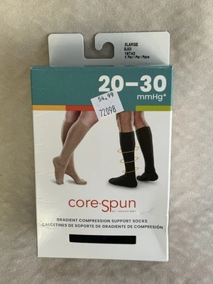 NEW Core-Spun Compression Support Socks Black 20-30 mmHg XL 18742 - Image 1 of 3