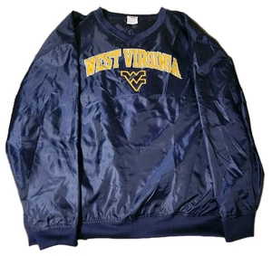 West Virginia Mountaineers Windbreaker Pullover Red Oak Sportswear Mens Blue 2XL - Picture 1 of 4