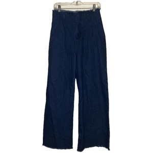 Pantalón vaquero Forever 21 pierna ancha largo oscuro dobladillo crudo - Imagen 1 de 13