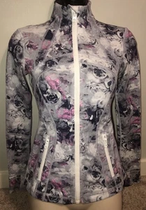 Abstract Floral Print Full Zip Pocketed Lululemon Define Athletic Jacket Size 2 - Picture 1 of 11