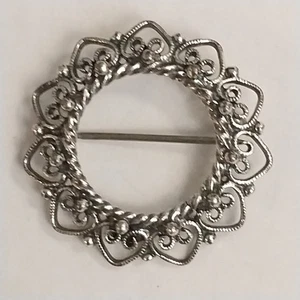 Danecraft Sterling Signed Vintage Open Circle Brooch - Picture 1 of 4