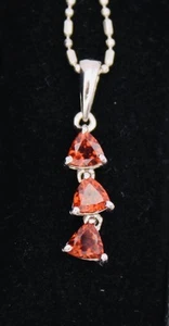 AA Mocha Zircon Trilogy Pendant With Chain In Platinum Overlayed SS - Picture 1 of 24
