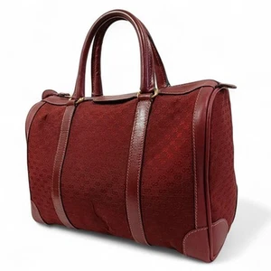 GUCCI Micro GG Canvas Mini Boston Handbag Red Vintage Italy From Japan - Picture 1 of 10