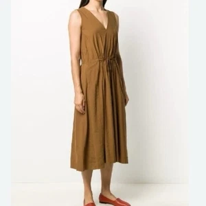 Vestido VINCE Midi Cintura Corbata Marrón M - Imagen 1 de 5