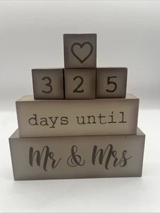 6 Piece Wooden Block Wedding Day Countdown Calendar - Picture 1 of 6