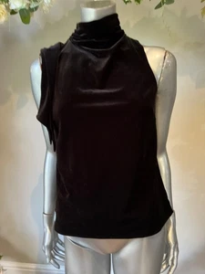 TED BAKER Top Womens TB 1 UK 8 Nalias Black Velvet Tie Neck Sleeveless Top NEW - Picture 1 of 19