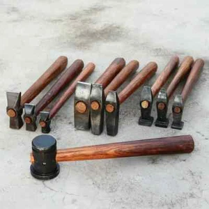 Set of 10 Black Iron Hammer Blacksmith Wooden Handle Heavy Duty Forging Tools - Picture 1 of 1