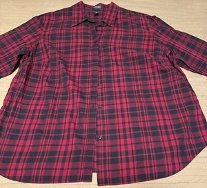 Lauren Ralph Lauren rot/schwarz karierte Button Down Hemd Bluse Gr. 1X - Bild 1 von 16