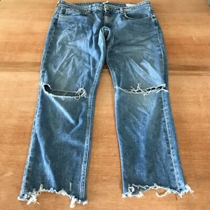 Rag Bone Dre Low Rise Slim Boyfriend Jeans Damen 32 Blau Distressed Raw Hem - Bild 1 von 12