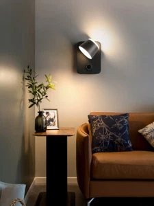 12W SMD LED Dimmable Bedside Reading Light Fixture Rotate Wall Lamp Switch Hotel - Picture 1 of 18