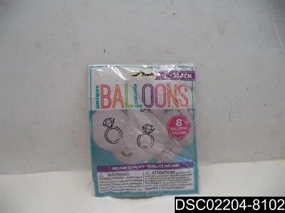 Cantidad = 8: Globos de ducha nupcial con anillo de diamantes blancos de látex únicos de 12", #54900 Foto 1 de 3