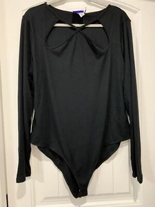 Future Collective Bodysuit Womens Size 1X Long Sleeve Full Color Black New - Picture 1 of 8