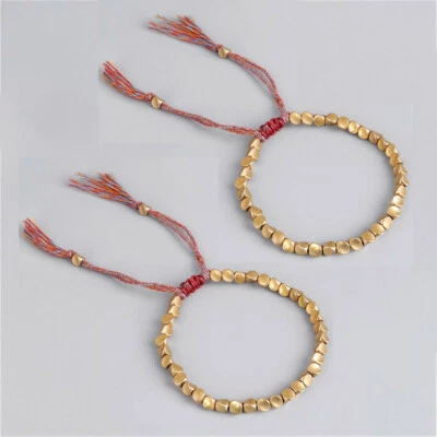 2X Brazalete Brazalete Brazalete Cuerda Cuentas Cobre Algodón Trenzado Budista Tibetano Suerte Regalo` Foto 1 de 4