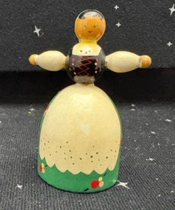 Vintage Folk Art Wooden Polish Lady Figurine 2.75" Hand Painted - Picture 1 of 9
