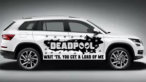 DEADPOOL MARVEL COMICS VINYL DECAL SIDE CAR TRUCK - Foto 1 di 1