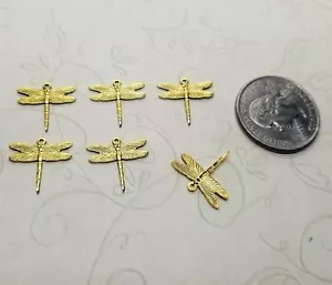 XSmall Brass Dragonfly Charms x 6 - 6262-1RGB. - Picture 1 of 2