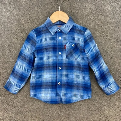 Camisa Levis Niños Talla 2 Años Azul Cuadros Manga Larga Abotonada Algodón 29508 Foto 1 de 4
