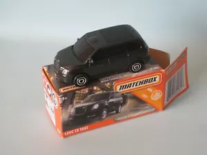 Matchbox LEVC TX London Taxi Black Body Spielzeug Modellauto 65mm Tourist Cab Boxed USA - Bild 1 von 1