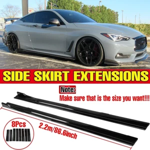 For Infiniti Q50 Q60 Q70 G25 G37 86.6"/2.2m Side Skirt Splitter Lip Glossy Black - Picture 1 of 15