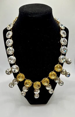 "Collar de cuello tono dorado blanco/amarillo grandes cristales Rivoli 23""" Foto 1 de 4