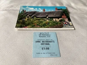 Postal y boleto de entrada vintage de Anne Hathaway’s Cottage - Imagen 1 de 3