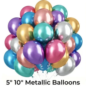 12.7cm 25.4cm Cromo Globos Metálico Helio Látex Baloon para Navidad Cumpleaños - Imagen 1 de 26