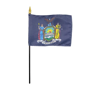 Bandera de escritorio miniatura de poliéster del estado de Nueva York de 4" X 6" (paquete de 12) - Imagen 1 de 3