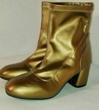 LOVE MARK GOLD Women BLOCK  Heel   BACK ZIPER  BOOTIES Size US 7.5 