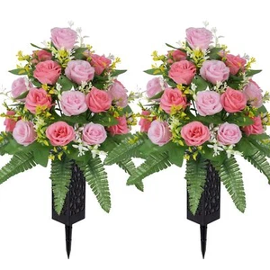 Artificial Cemetery Flowers – Grave Decorations Cemetery Flowers for Grave Va... - Picture 1 of 6