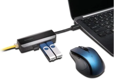 Kensington Fast Ethernet Network Adapter + 3 USB Ports RRP £51.99 FREE P&P New - Image 1 of 4