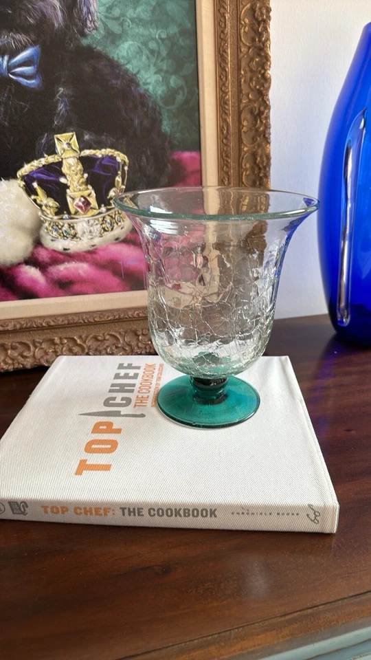 Jarrón con pedestal Blenko 58 Crackle Foto 1 de 4