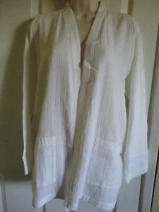 SZ L Eileen Fisher White Organic Cotton Gauze Boxy Long Jacket NWT - Picture 1 of 2