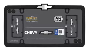 Marco de etiqueta de placa de matrícula con logotipo de Chevrolet Chevy negro mate para automóviles y camionetas - Imagen 1 de 2