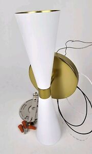 Kalco Milo 12" Tall Wall Sconce, 2 LED Light, White / Vintage Brass, 310422WVB