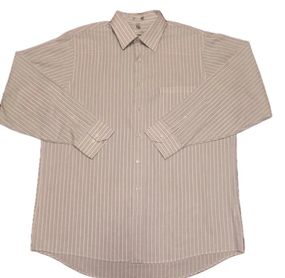Geoffrey Beene Mens XL 17 Striped Long Sleeve Button Down Wrinkle Free Shirt - Image 1 of 3