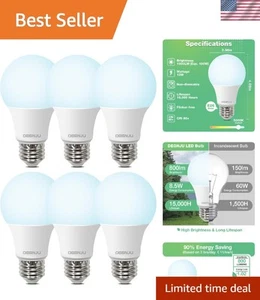 Energy-Efficient A19 LED Light Bulbs, 6 Pack, 60W Equivalent Daylight 5000K - Picture 1 of 8