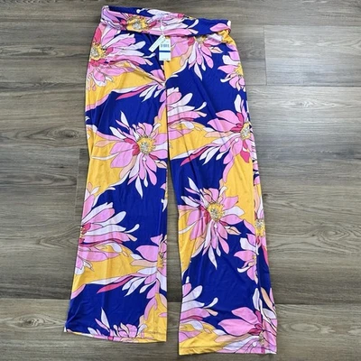 Trina Turk Breeze Floral Cover Up Swim Pants XL Wide Leg Multi Color $162 NEW - Image 1 of 4