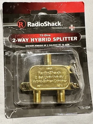 RadioShack 75 Ohm 2-Way Hybrid Coax RJ6 Cable Splitter 15-1234 Open Package - Image 1 of 2