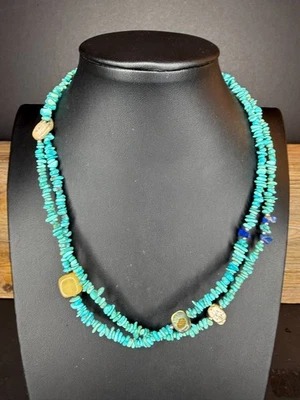 Collar Turquesa Etiquetado Pájaro Peyote - Plata 925 16" o 36" Foto 1 de 4