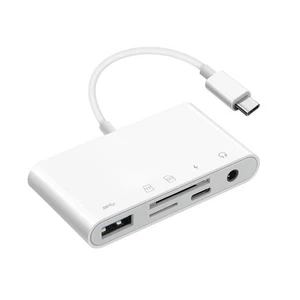 5 in 1 USB-C Memory Card Reader TF/SD Card For Phone TF+SD+3.5mm+USB3.0+TypeC - Afbeelding 1 van 12