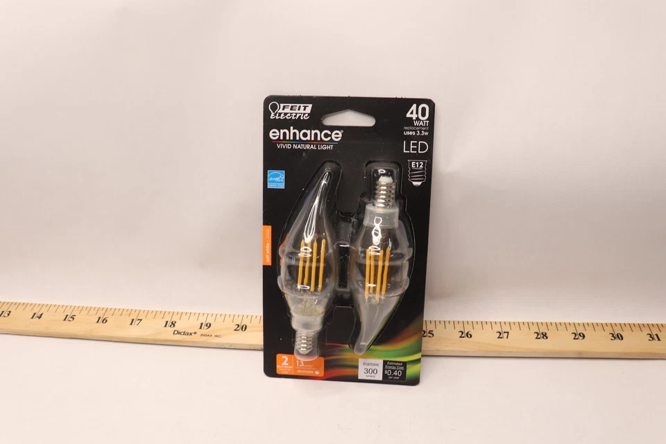 (2-Pk) Feit Electric LED Bulb Dimmable CA10 40W BPCFC40/927A/CIL/2 - Image 1 of 4