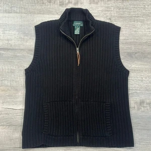 Vintage Lauren Ralph Lauren Vest Heavy Thick Cable Knit Full Zip Mock Neck XL  - Picture 1 of 12