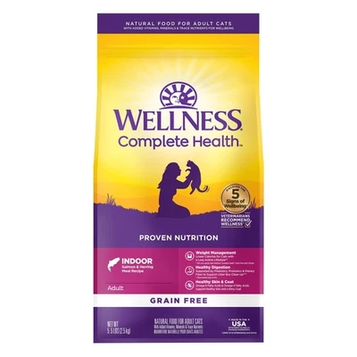 Wellness Complete Health Grain Free Indoor Salmon Herring Cat Food 5.5 lbs - Image 1 of 4