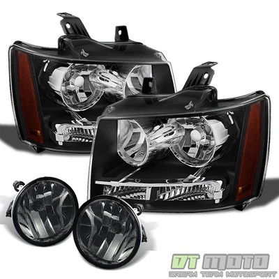 Faros negros Suburban Tahoe Avalanche 2007-2013 + luces antiniebla de humo para parachoques Foto 1 de 4